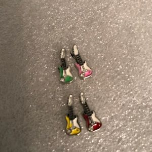 Charms for floating lockets. 4 guitars.